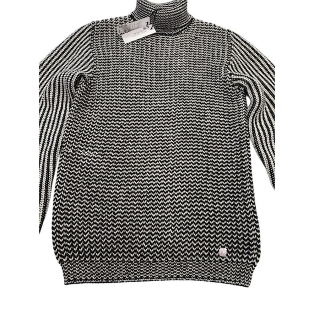 NEW Versace Collection Turtleneck Sweater Pullover Black/White Womens Size XXL